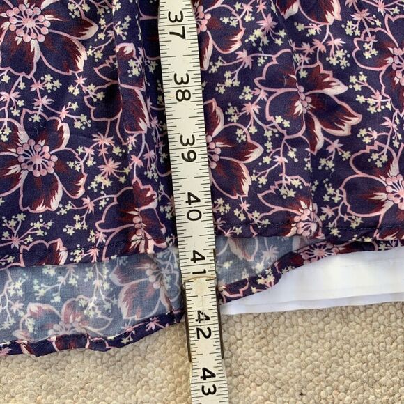 Eberjey Floral Prairie Voile Dress Ruffle Off Shoulder Belted Small Purple - Picture 10 of 11